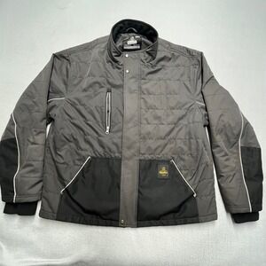 RefrigiWear Insulated Quilted Puffer Jacket Mens Gray Black Full Zip Work XXL